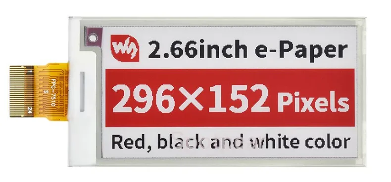 2.66 Inch E-Paper E-Ink Raw Screen Red, 296By152 Pixels, SPI Communication