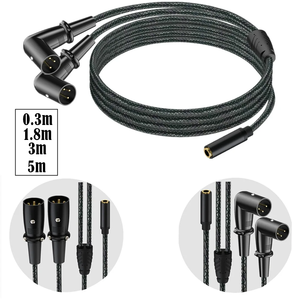 XLR To 3.5mm Splitter Y Cables 3.5 Female To XLR Male Stereo Elbow Audio Adapter for Camcorders Recorders Mixers Audio Converter