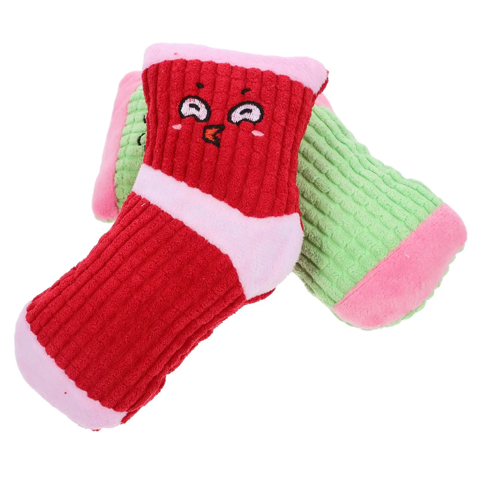 

2Pcs Sound Socks Dog Toys Bite Resistant Stuffed Vocalizing Pet Toy for Small Dogs Red Green Interactive Plaything Dog