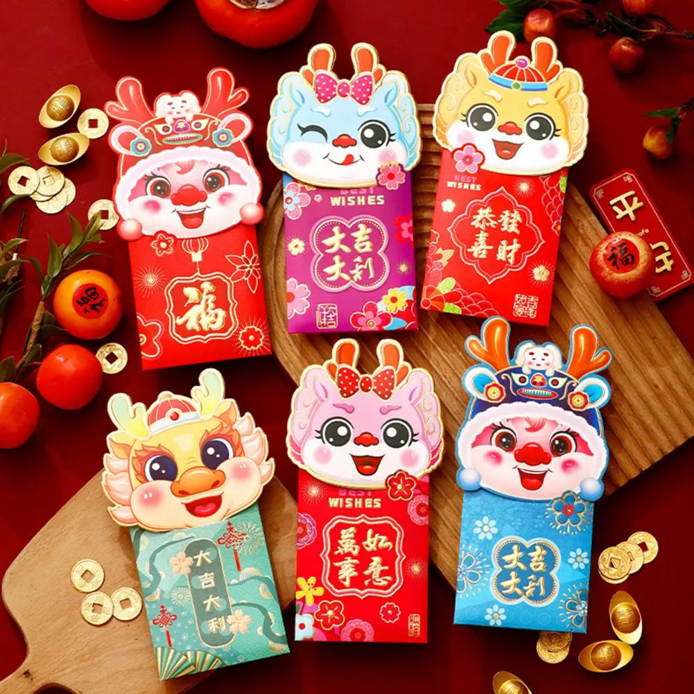 Cartoon Dragon Envelope Chinese New Year 2024 Dragon Envelope Lucky Coin Purse Traditional Customs Zodiac Dragon Design Symbolic