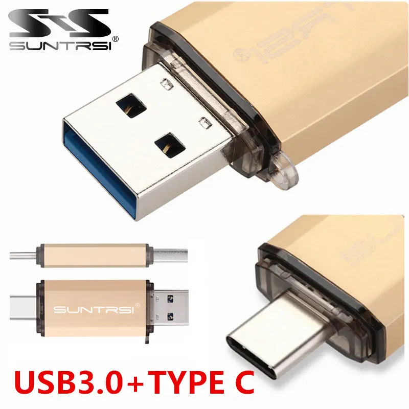 

SunTrsi OTG 3.0 USB Flash Drive Type C Pen Drive 256GB 128GB 64GB 32GB 16GB USB Stick 3.0 Pendrive for Type-C Device