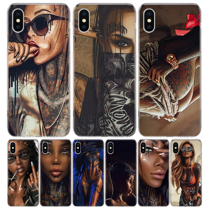 Sexy Sleeve Tattoo Girl Phone Case For iPhone 16 15 14 Plus 12 13 Mini 11 Pro Max X Xs  8 7 SE + Soft Fundas Coque Shell Cover 1