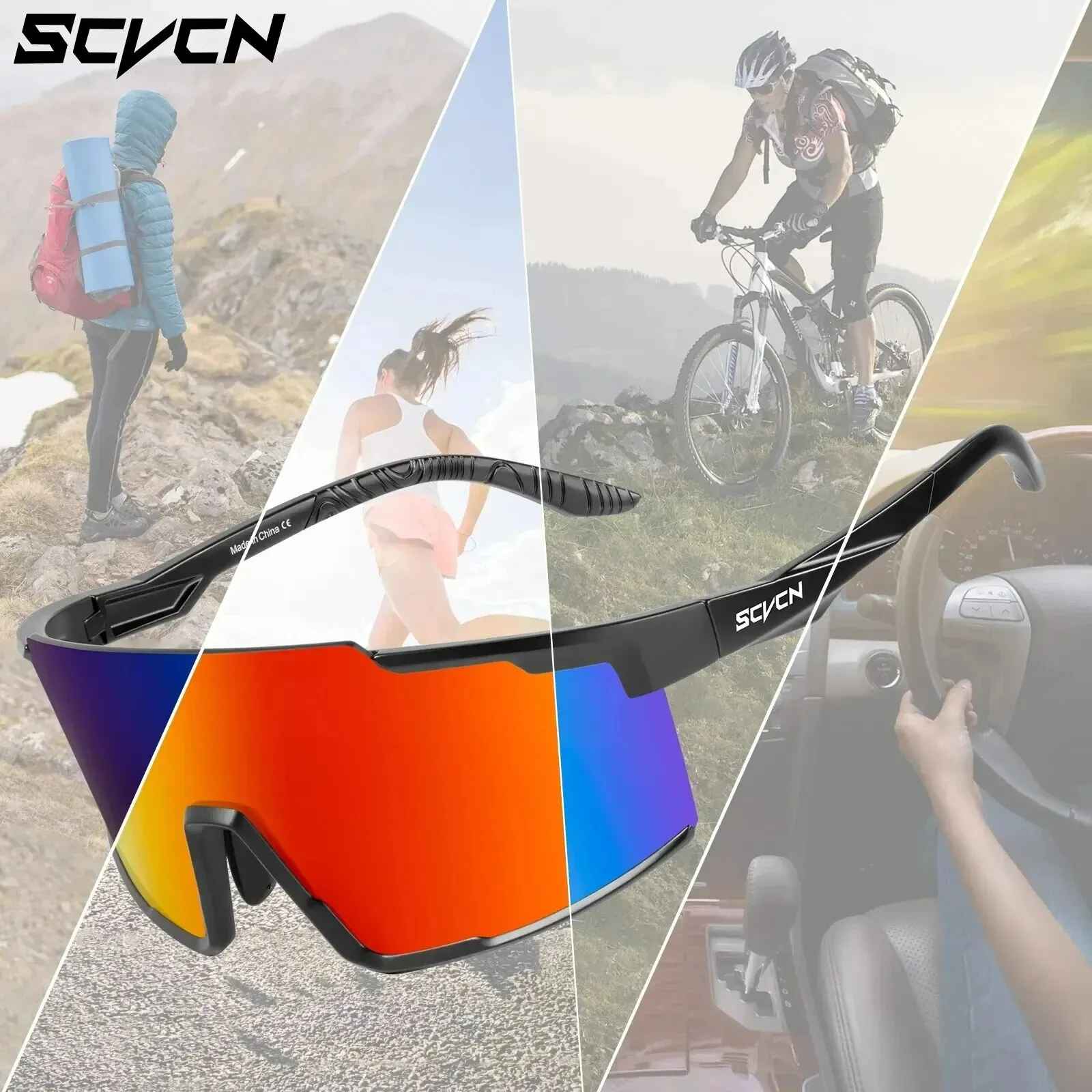 SCVCN UV400 okulary sportowe rower górski sportowe okulary rowerowe Outdoor gogle rowerowe męskie okulary rowerowe okulary przeciwsłoneczne MTB