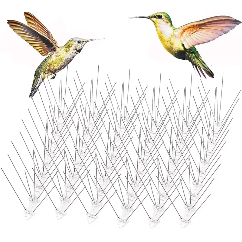 -ESTR 12Pcs Pigeon Spikes Stainless Steel Bird Repeller Set Deterrent Anti Bird Pigeon Squirrel Cat Repellent For Garden Fence