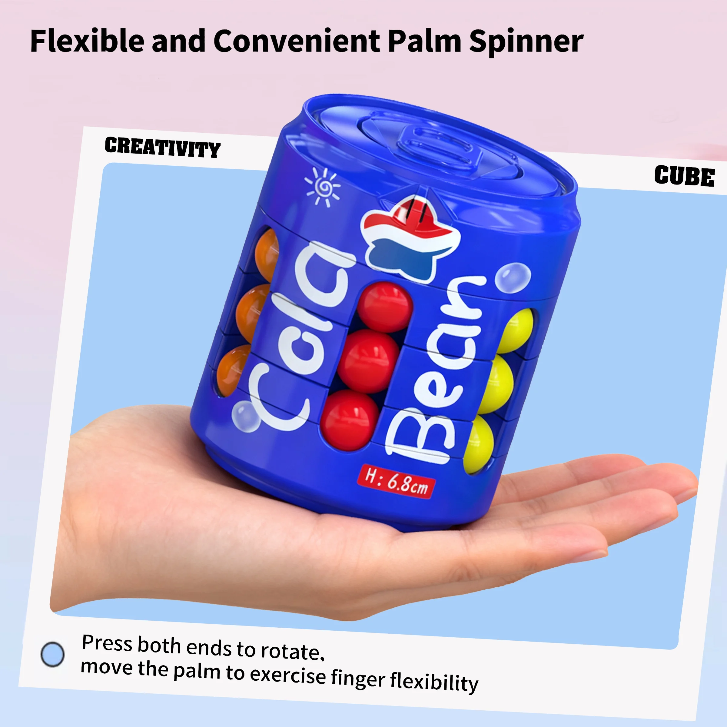 ストレス解消コーラ缶キューブフィジェットトイ - 子供用マジックビーン指先スピニングトップ、赤ちゃんの教育パズル玩具