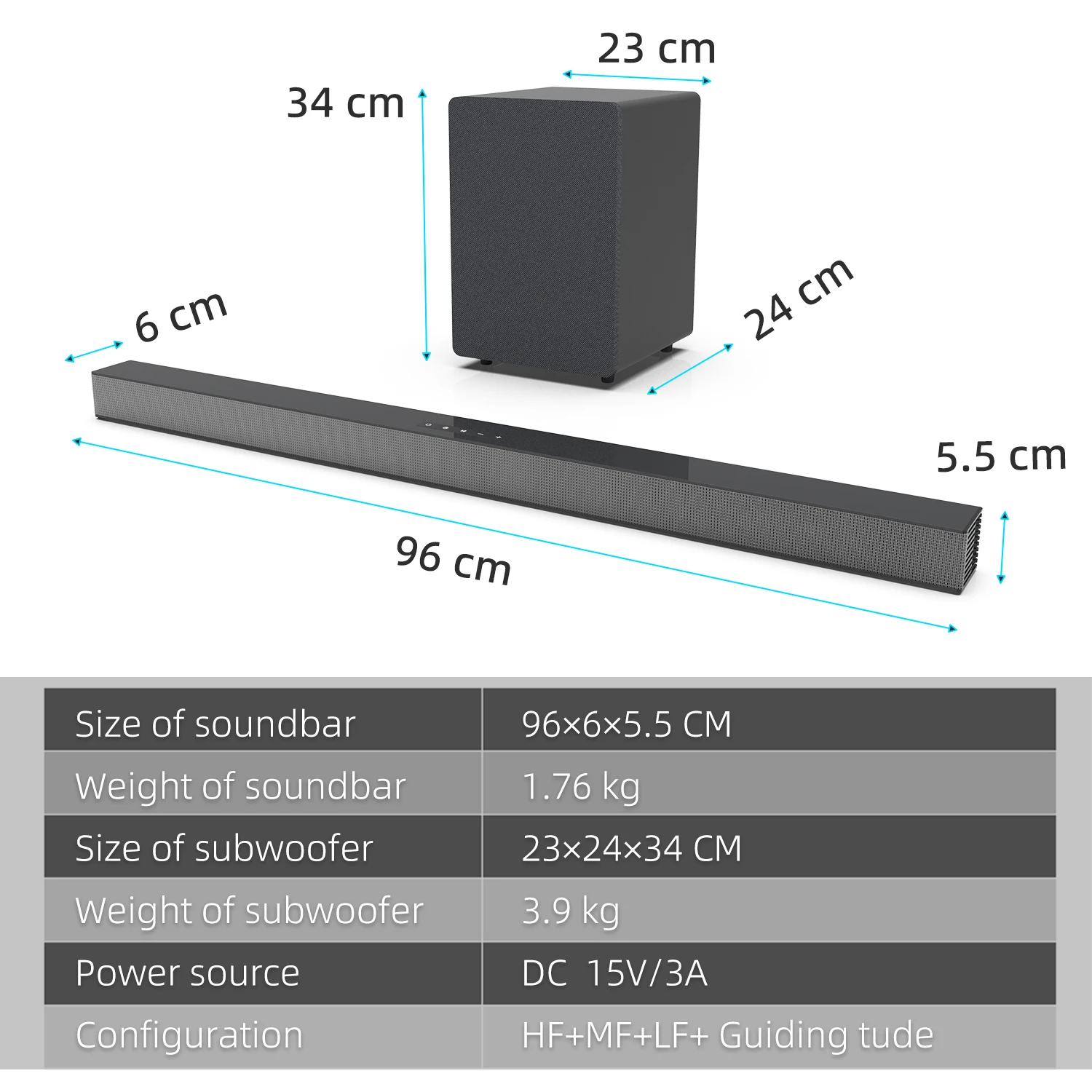 BS-18E TV Sound Bar with Subwoofer Box Soundbar Wireless Speaker Home Theater Surround Sound System Aux/USB/Optical/Coaxial/RCA