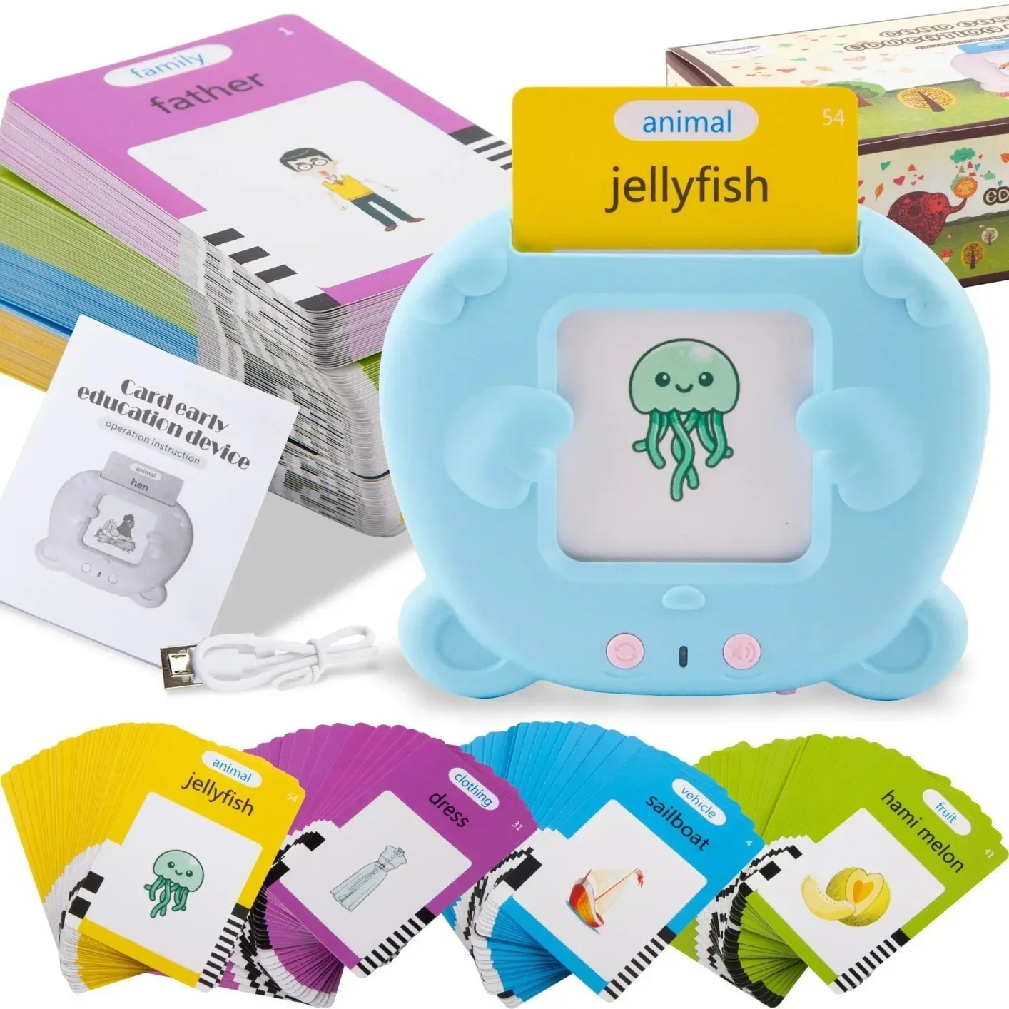 Carte Flash d'Éducation Précoce pour Enfant, Jouets d'ApprentiCumbria Précoce du dériv, Livre Audio Électronique en Anglais, Cadeau