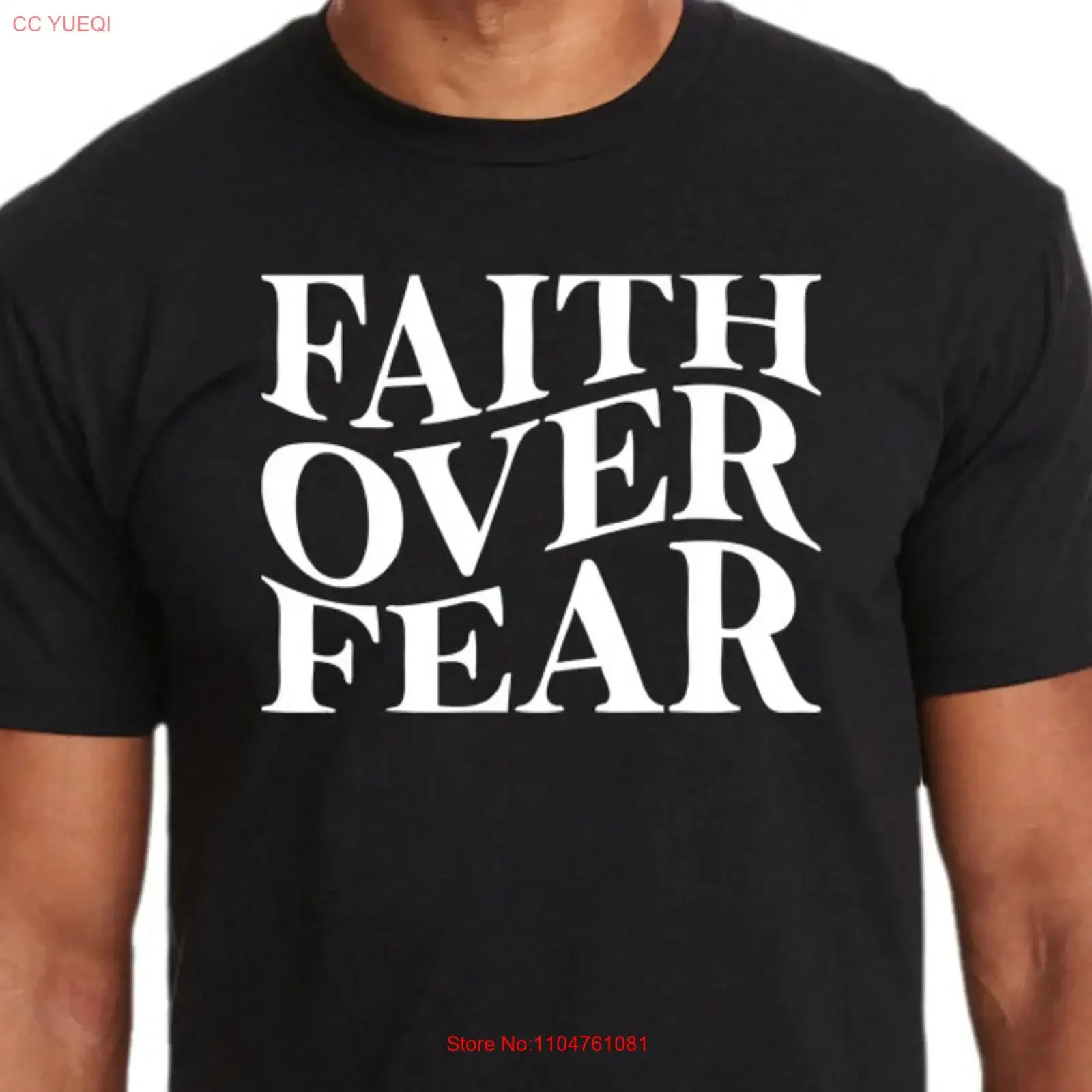 FAITH OVER FEAR Christian T Shirt Apparel Religious vintage Washed streetwear Casual designer clothes graphic Comfortable
