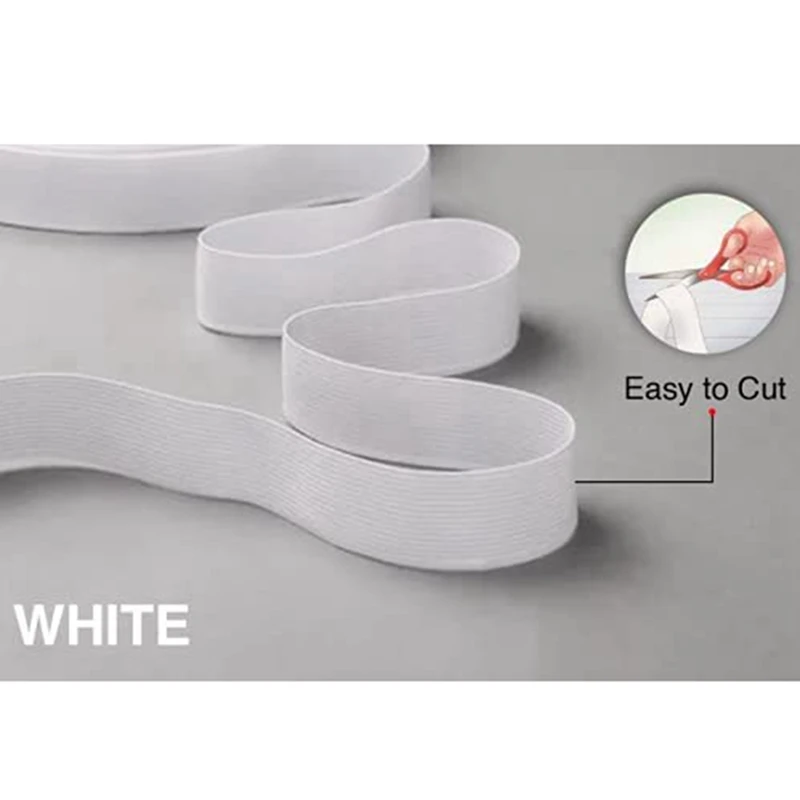 Banda elástica de costura blanca, carrete elástico de punto de 40M y 3/4 pulgadas, Material de correa de alta elasticidad para manualidades de costura, duradero