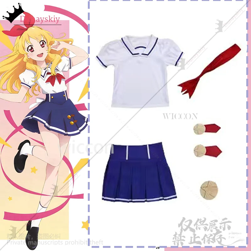 Hoshimiya Ichigo تأثيري Aikatsu! JK زي مدرسي الصيف الأزرق فستان لوليتا أنيمي Jirai Kei الفتيات الباروكات ل المعبود كوس مخصص