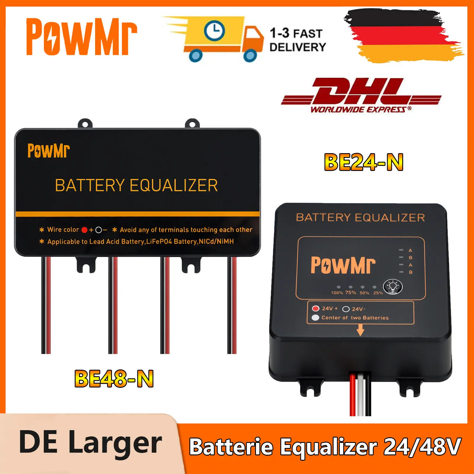 PowMr Battery Equalizer 24V 48V Solar System Solar Battery Series-Parallel Connected Charge Controller LiFePo4 Voltage Balancer