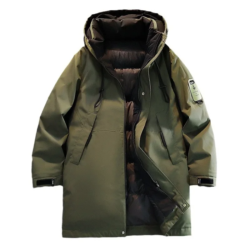 

2025 High-Quality Men's Brand Winter Down and Cotton Coat, Men's Mid-Length Coat, Winter Thick and Warm Cotton Jacket Coat