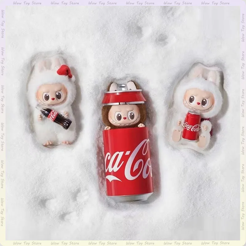 Nuevo y genuino Lububu Original The Monsters Coca Cola Serie 【Na llavero colgante Labubu llavero regalo de Navidad juguetes para niños caja misteriosa