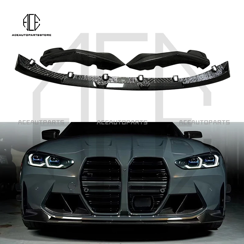 شفة أمامية من ألياف الكربون الجاف ، إكسسوارات السيارات ، موزع المنافسة ، بي دبليو 3 ، 4 سلاسل ، G80 ، G82 ، G83 ، M3 ، M4 ، MP stمط ، MP ،