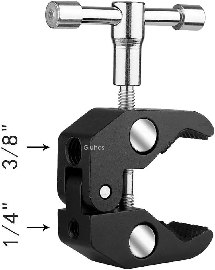 Super Clamp with Camera Clamp Mount Ball Head Clamp Hot Shoe Mount Adapter with 1/4\'\' for Monitor LED Lights Flash Microphone