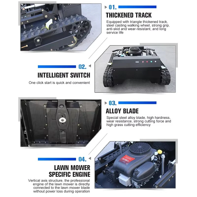 جزازة العشب بجهاز التحكم عن بعد 4-السكتة الدماغية عزم دوران عالي جزازة العشب ذاتية الدفع مع دلو جمع العشب لاستخدام الحديقة