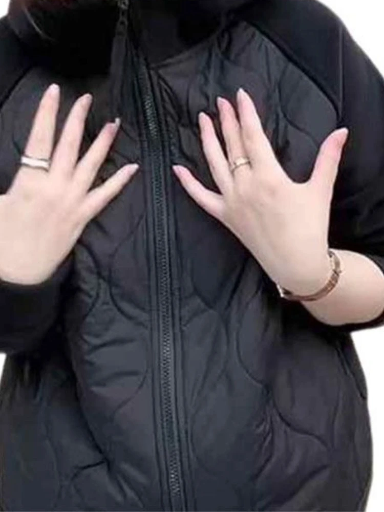 Autumn Winter Women's New Hooded Sweatshirt Thickened Hoodie Outerwear Color Block Zipper Warm Windproof Multi-color Jacket