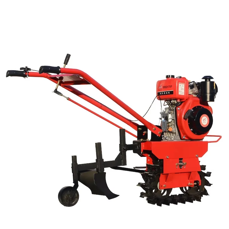 Multi-purpose crawler micro tiller 178 diesel hand starter + flip plow + ditch plow + hoe + toothbrush + fertilizer basket