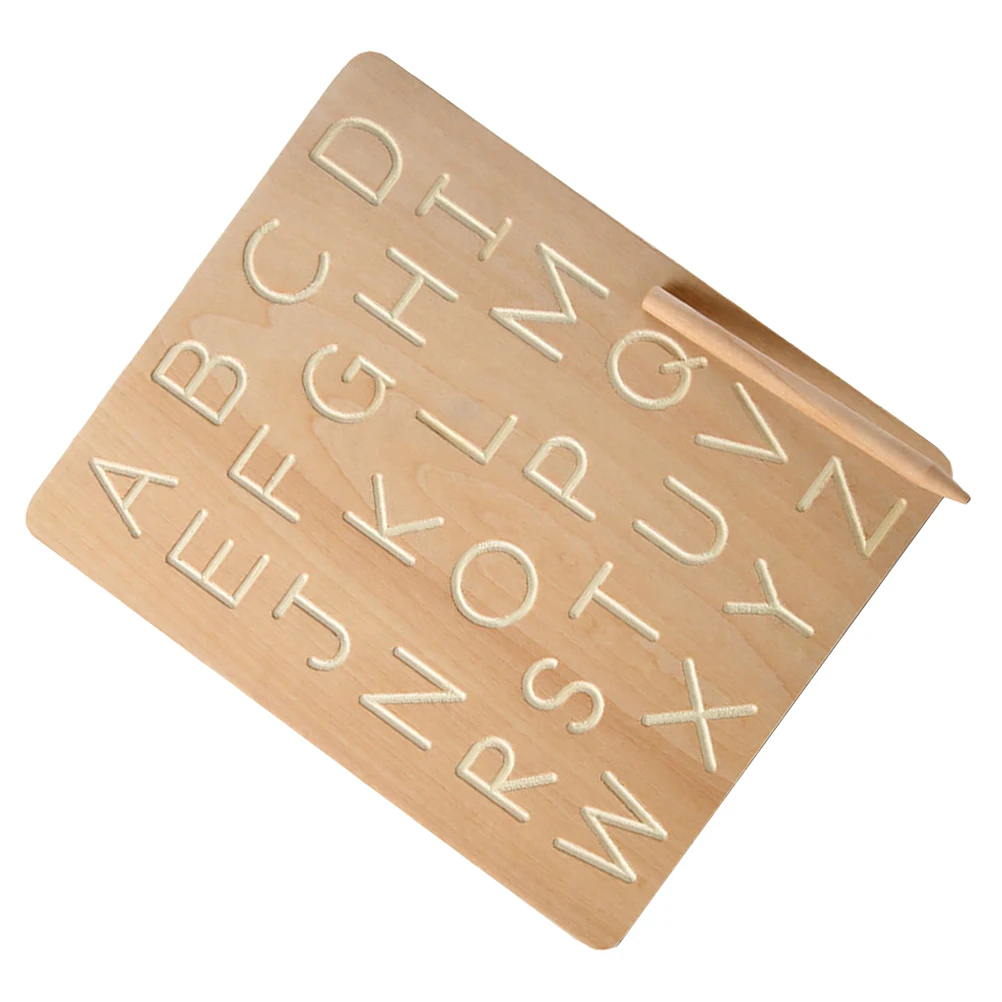 

1 set Wooden Alphabet Tracing Board Writing Plaything Toddler Learning Toy Cognitive Educational Playthings Safe Smooth Kids