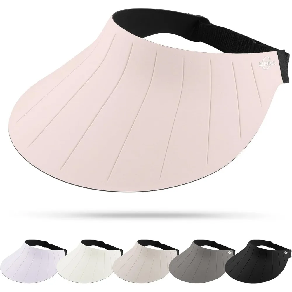 

Sun Visor Hat for Women Men Wide Brim Packable Seamless Beach Hats Adjustable Ponytail Sun Hats for Outdoor