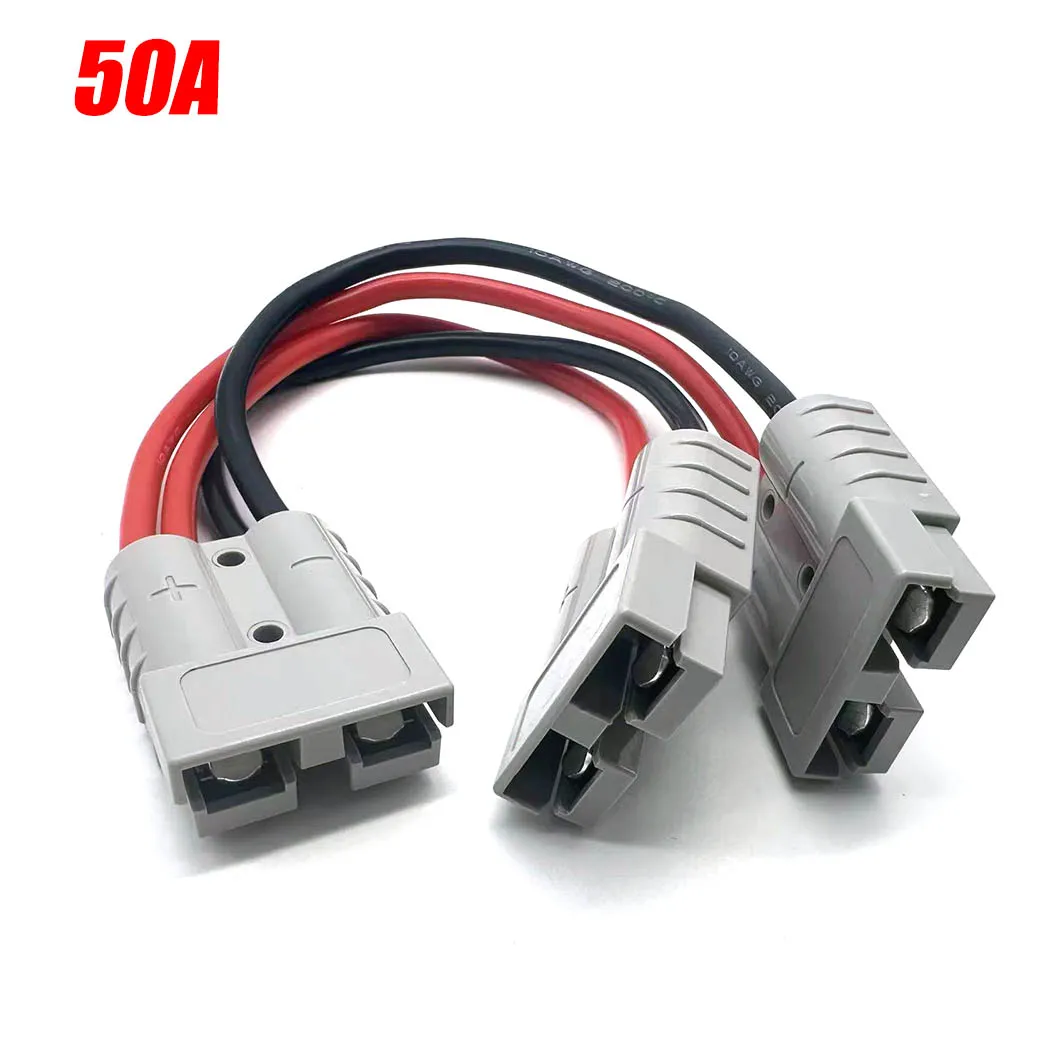 

1pcs 50A For Anderson Plug Connector Double Y Adapter 6mm Car Cable 6 Square Wires 30cm For Forklifts Stackers Vehicles