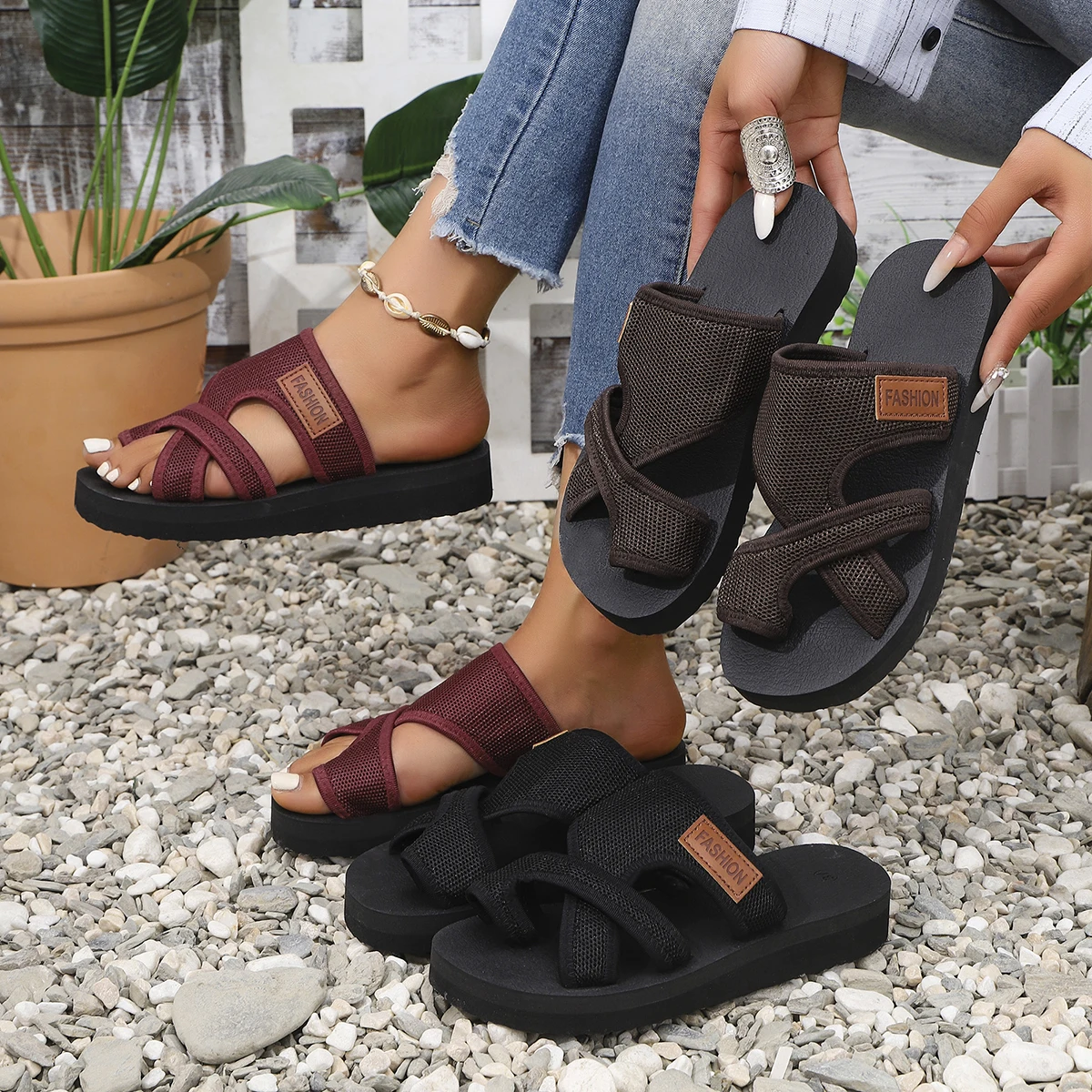 Women's Fashionable Hollow Lightweight Breathable Comfortable Beach Vacation Style Sandals and Slippers image 6