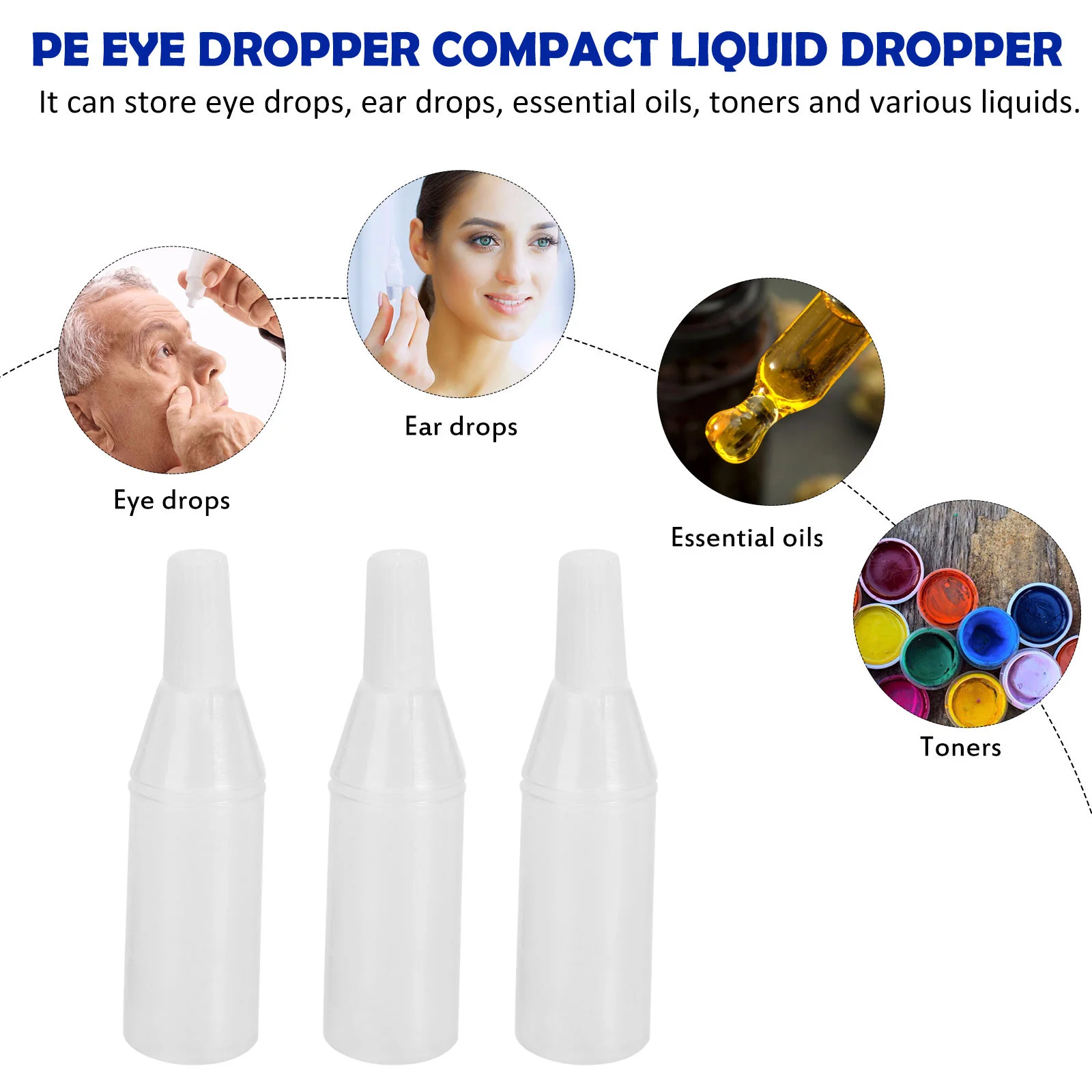 80 Pcs Dropper Eye Bottle Liquid Empty Essential Oil Bottles Drops Sub-pack White Travel