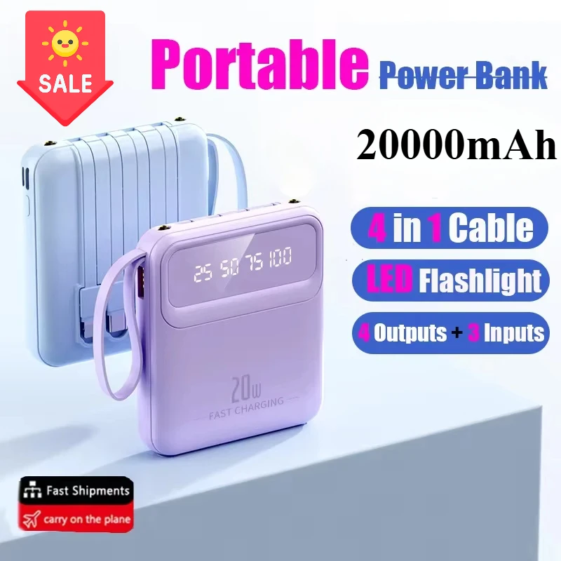 2025 New 20000mAh Mini Power Bank Fast Charging PD20W Battery Charger External Battery for iPhone Samsung Huawei Xiaomi