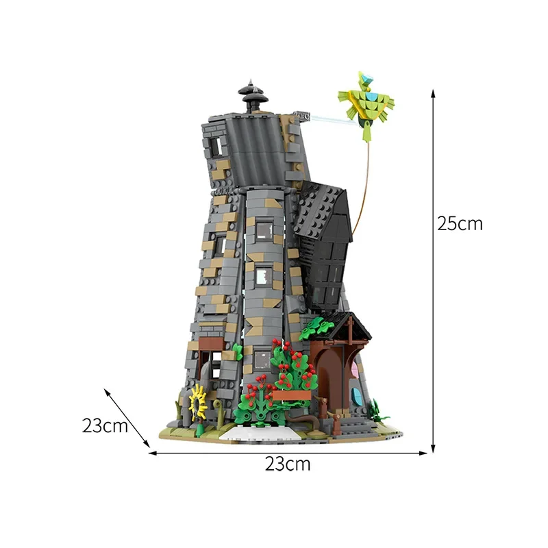 Bricklink MOC Creative Magic Movie Hogwartsed Castle Owlery Tower And Lovegood House Architecture Set Building Blocks Kid Toys