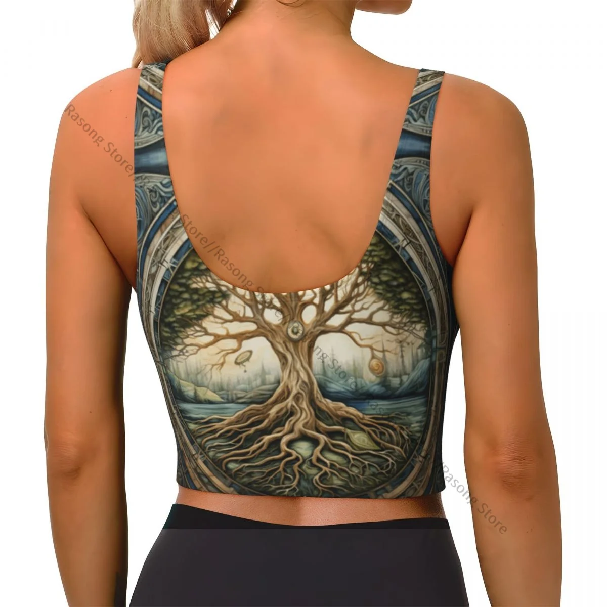 Yoga Vest Women Gym Sports Crop Tops Ancient Yggdrasil The Norse Tree Of Life Streetwear Workout Breathable Tank Top Female