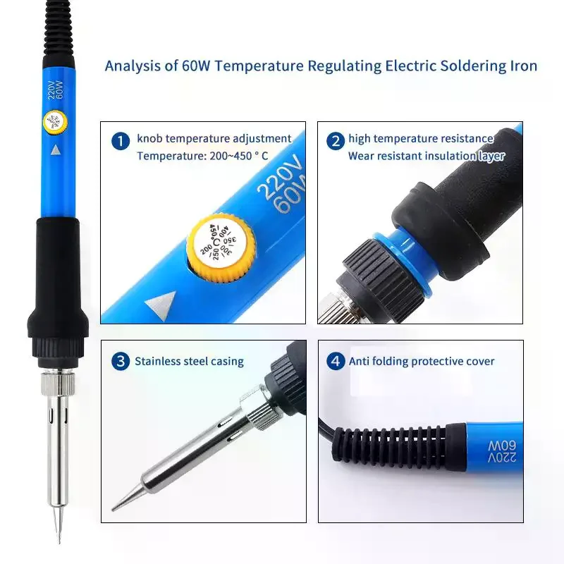 Adjustable Temperature Electric Soldering Iron 110V(US Plug) /220V(EU Plug) 60W Soldering Iron Welding Solder Repair Tool
