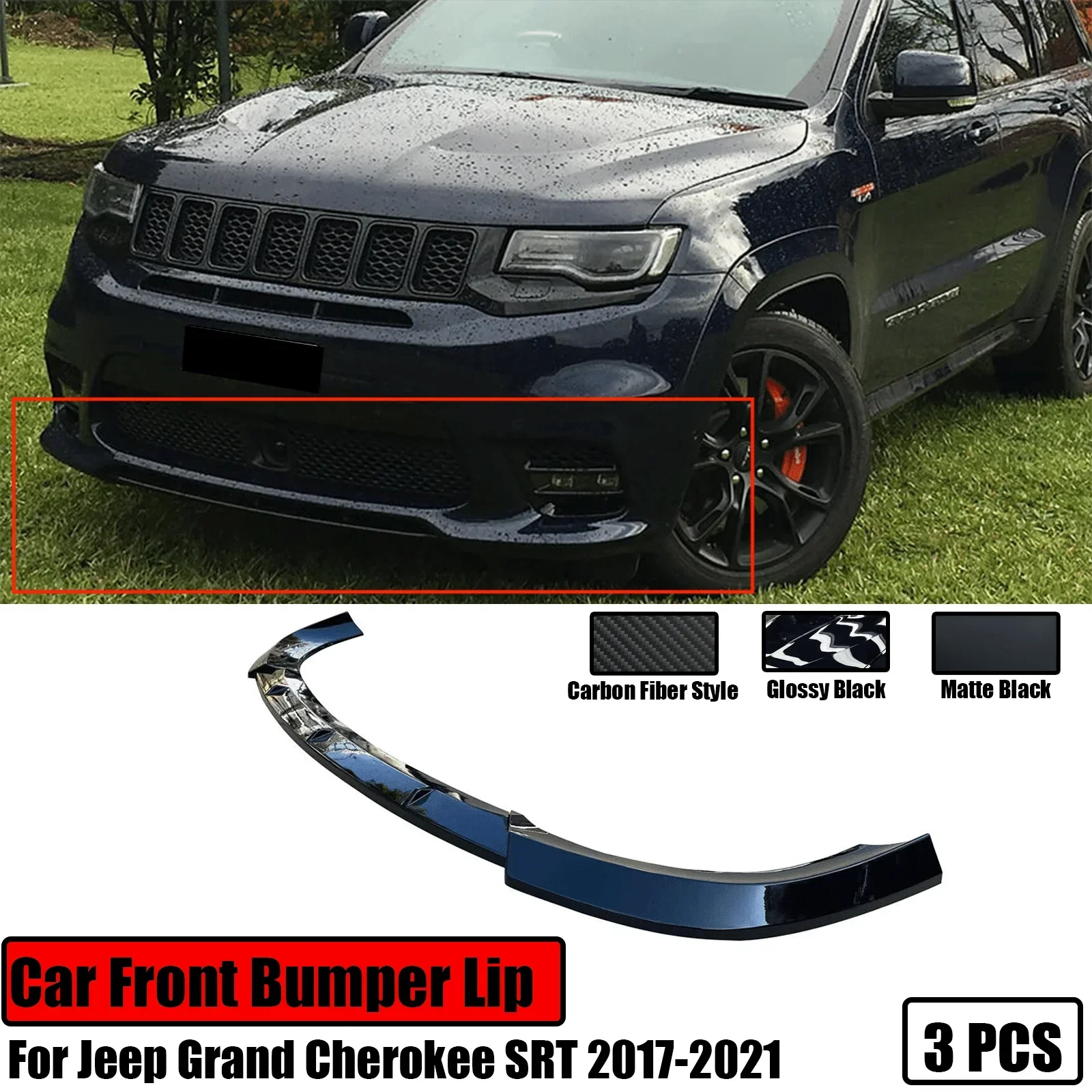 Car Front Bumper Lip For Jeep Grand Cherokee SRT 2017-2021/Trackhawk 2018-2021 Spoiler Splitter Diffuser Matte Glossy Black