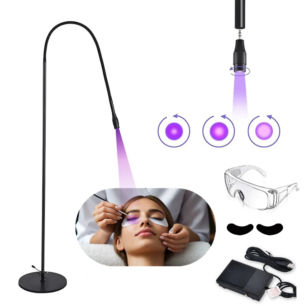 LED Uv Light for Lashes​ Extension 10W 5W Ultraviolet Light for False Eyelash Glue Curing with Noise Reduction Pedal