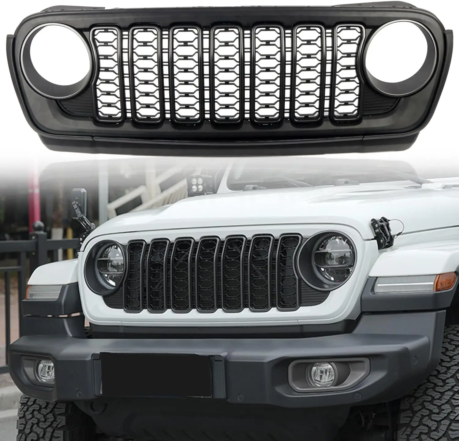 

Front Grille Grid Grill Guard for Jeep Wrangler JL 18-24 ABS Matte Black 20th Anniversary Style