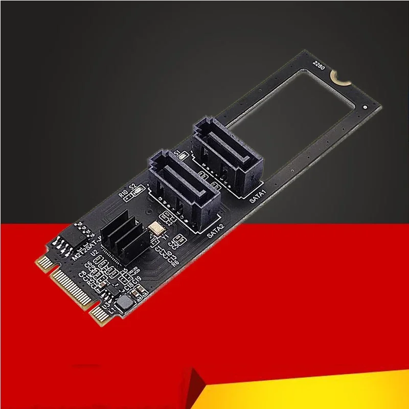 Nueva tarjeta de expansión Riser M.2 NVME PCI-E PCIE a 2 puertos SATA 3,0 adaptador JMB582 Chip 6G controlador para chasis servidor PC ordenador