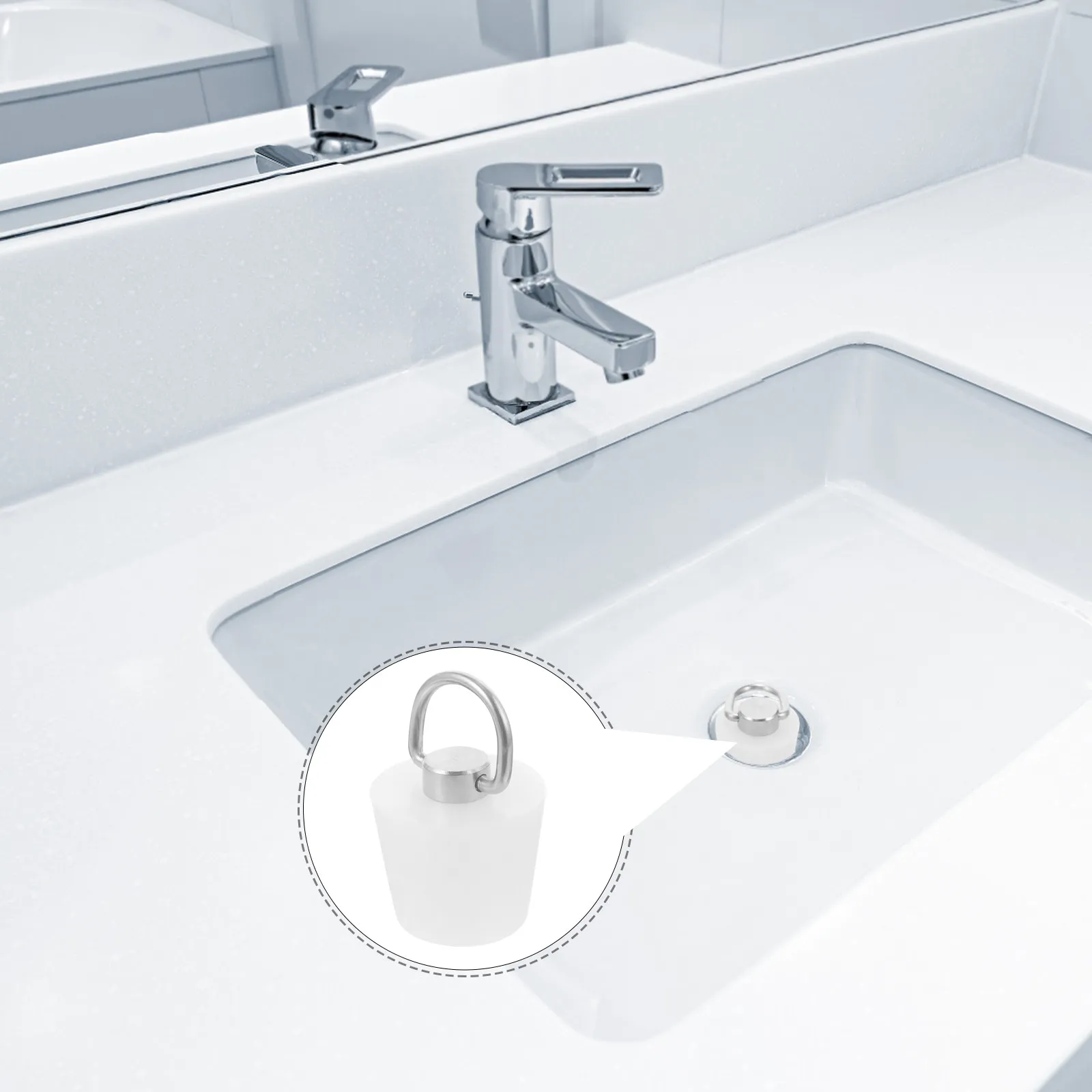 Silicone Tub Drain Stopper with Pull Chain Lightweight Exquisite Workmanship Excellent Sealing Effect for Bathtub Sink Bathroom