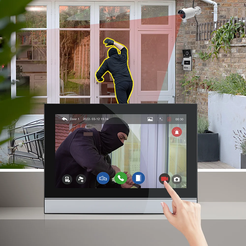 Nueva pantalla táctil de 10 pulgadas WiFi Video timbre sistema de videoportero Tuya aplicación remota inteligente/desbloqueo de tarjeta RFID para