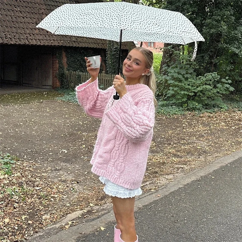 

Cable Knit Pullover Sweater Chunky Loose Slouchy Vintage Slimming Warm Fall Winter Casual Outfit For Women Cozy Date Night Gift