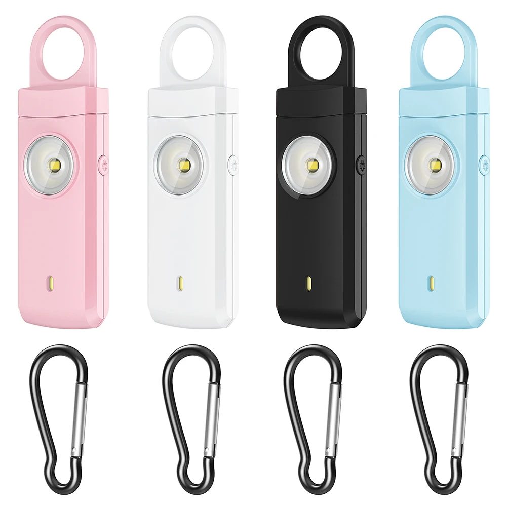 Rechargeable Safety Keychain Personal Safety Alarm 130dB Buzzer With SOS Strobe Light Female Anti Wolf Device Security Tools