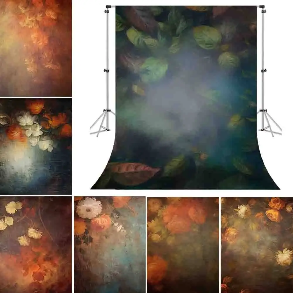 

Retro Oil Painting Flowers Backdrop Photography Abstract Texture Children Adult Background Photo Studio Grunge Backdrops Custom