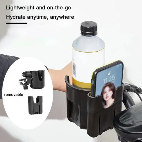 Soporte para teléfono 2 en 1, portavasos para cochecito con soporte para teléfono, carrito de Golf, portavasos para cochecito, bicicleta, silla de ruedas, andador, Scooter