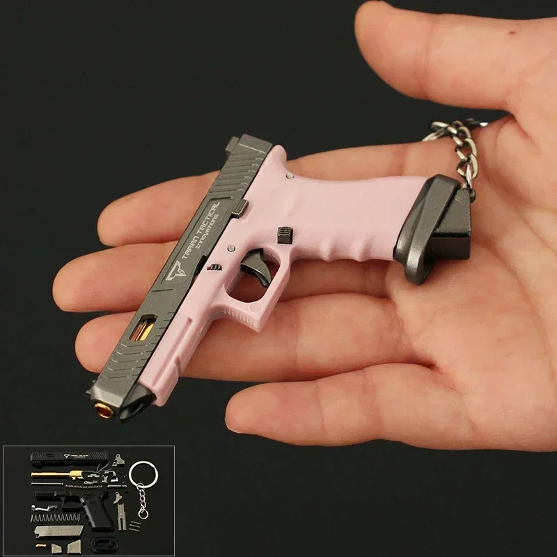 1PC 1:3 Mini Gun Pendant Nylon Hand Grab Half Alloy TTI G34 Pistol Model Metal Keychain