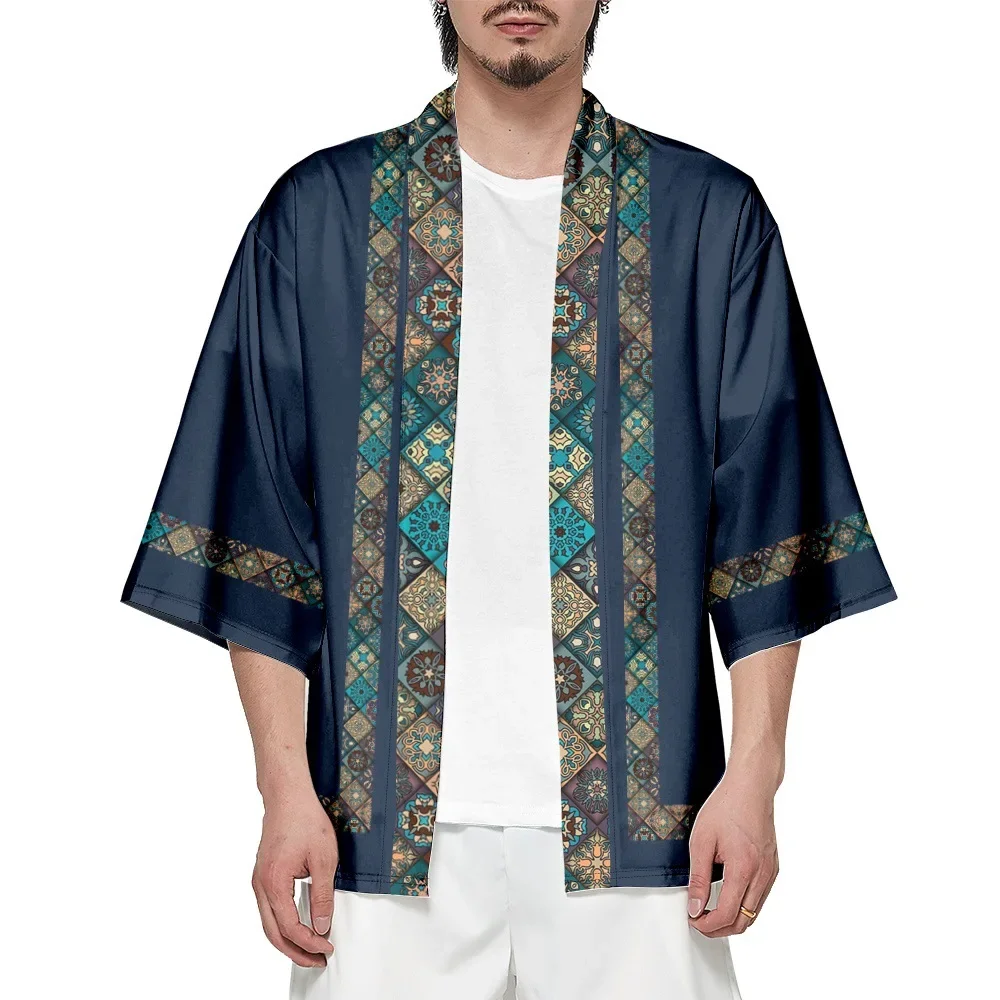 Mode Streetwear Print Traditionele Kimono Casual Heren Vest Cosplay Shirts Harajuku Japanse Yukata Oversized Haori