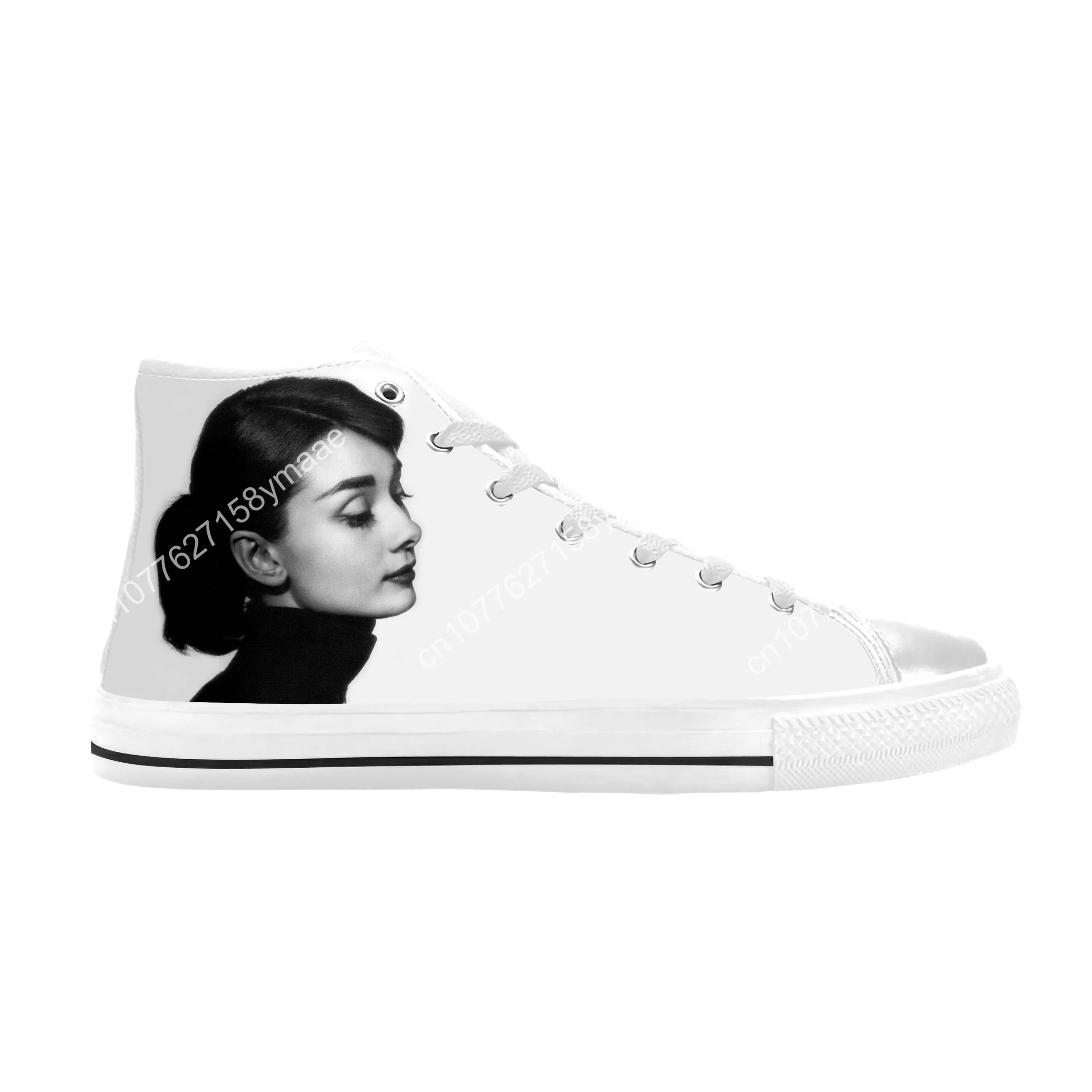 Hot Audrey Hepburn Movie Star Actor Cute Fashion Casual Cloth Shoes High Top Comfortable Breathable 3D Print Men Women Sneakers