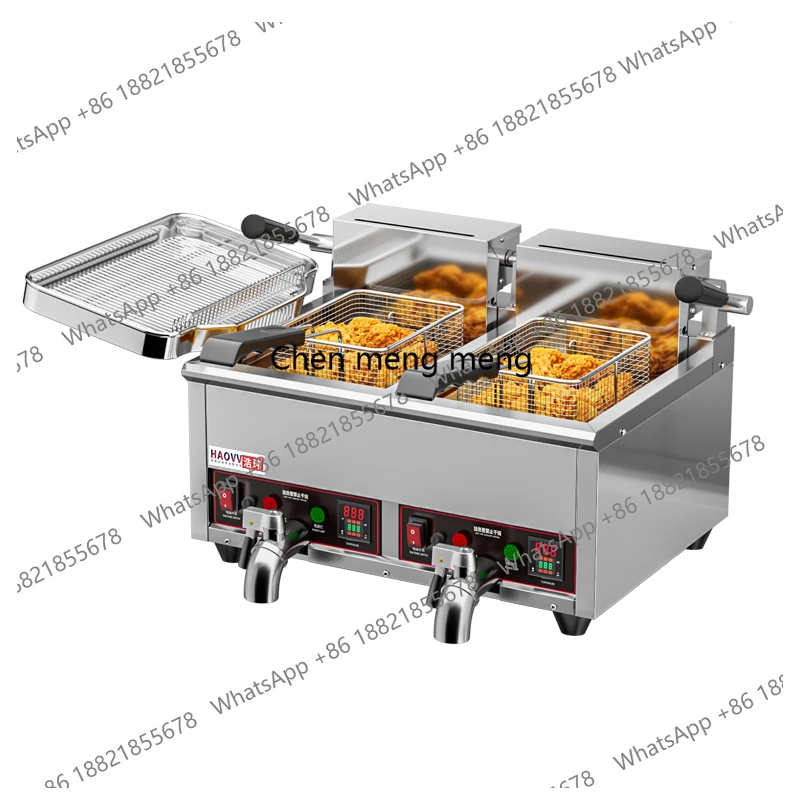 

Commercial fryer electric fryer chicken fryer desktop double cylinder constant temperature large capacity fryer
