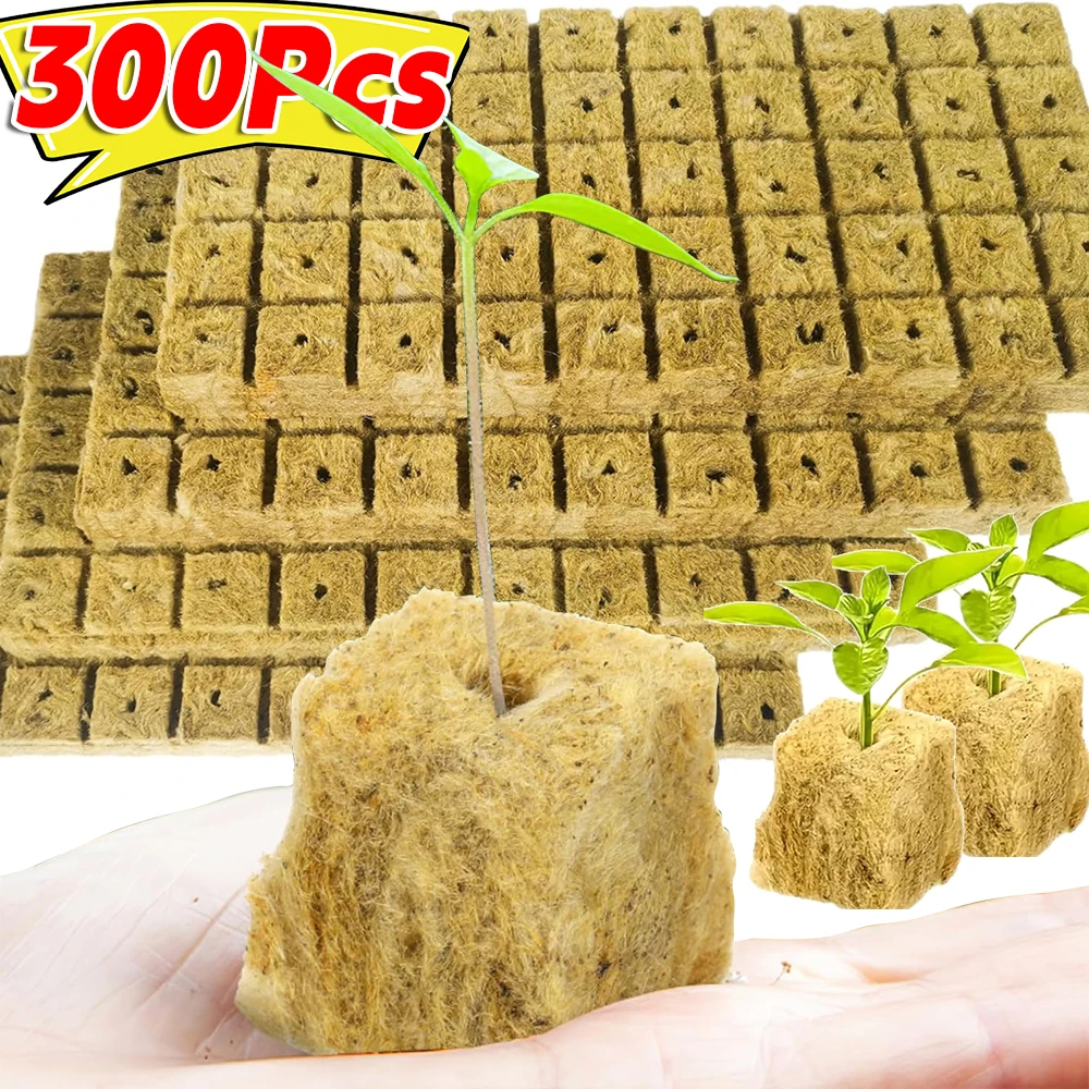 50/300pcs Hydroponic Growth Cubes Sponge Block Starter Plugs Rock Wool Seed Starters Planting Cubes Cuttings Plant Propagation