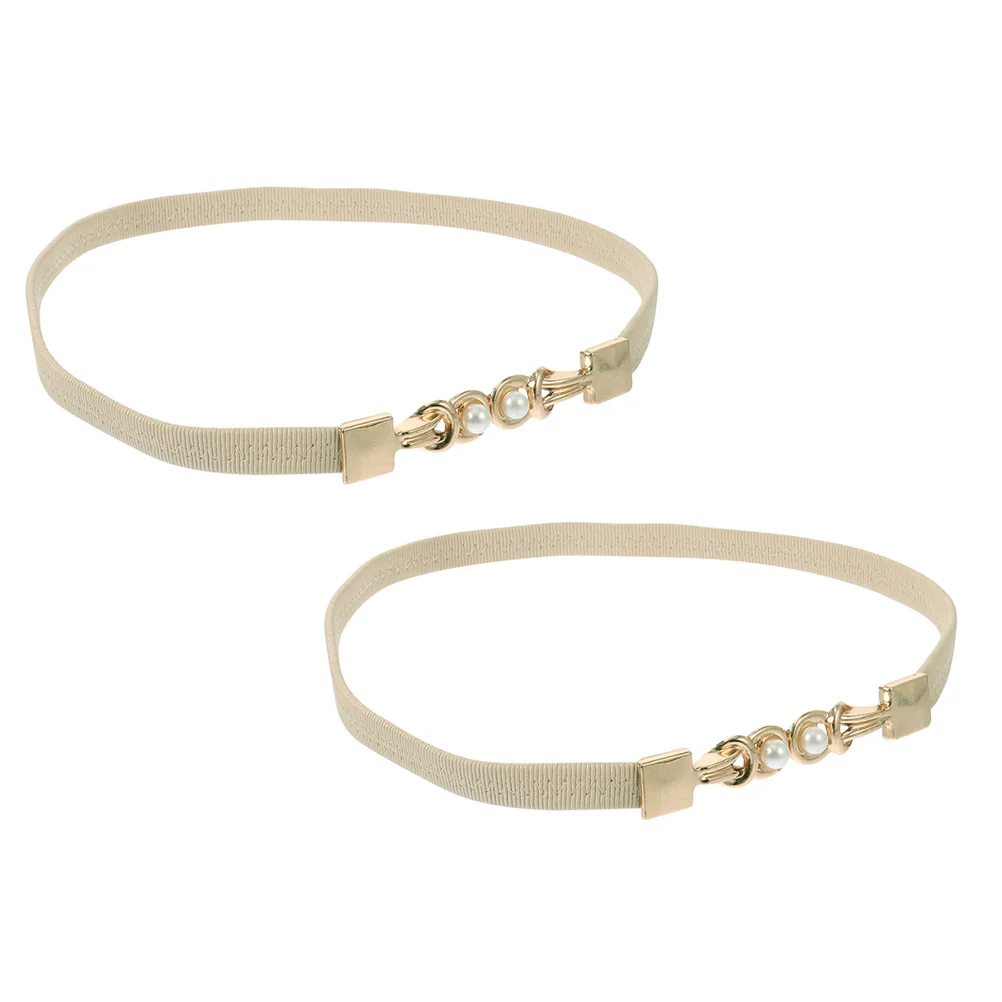 

2Pcs Decorative Belts Women Pearl Design Waistbands Imitation Trendy Accessories Casual Girdle Fashion Belt
