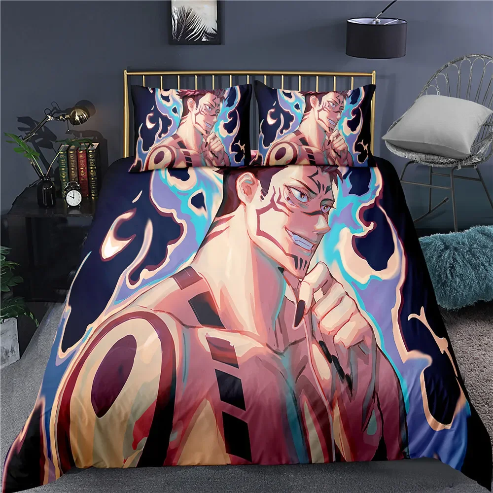 

2/3 Pieces Jujutsu Kaisen Bedding Set Japan Anime Duvet Cover Home Custom Luxury Bed Quilt Cover Single Queen Bed Cover Set