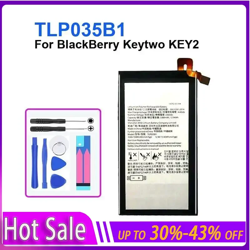

NEW 3360mAh TLp035B1 Mobile Phone Battery for BlackBerry Keytwo KEY2 Cell Phone Bateria Batteries Warranty + Track Code