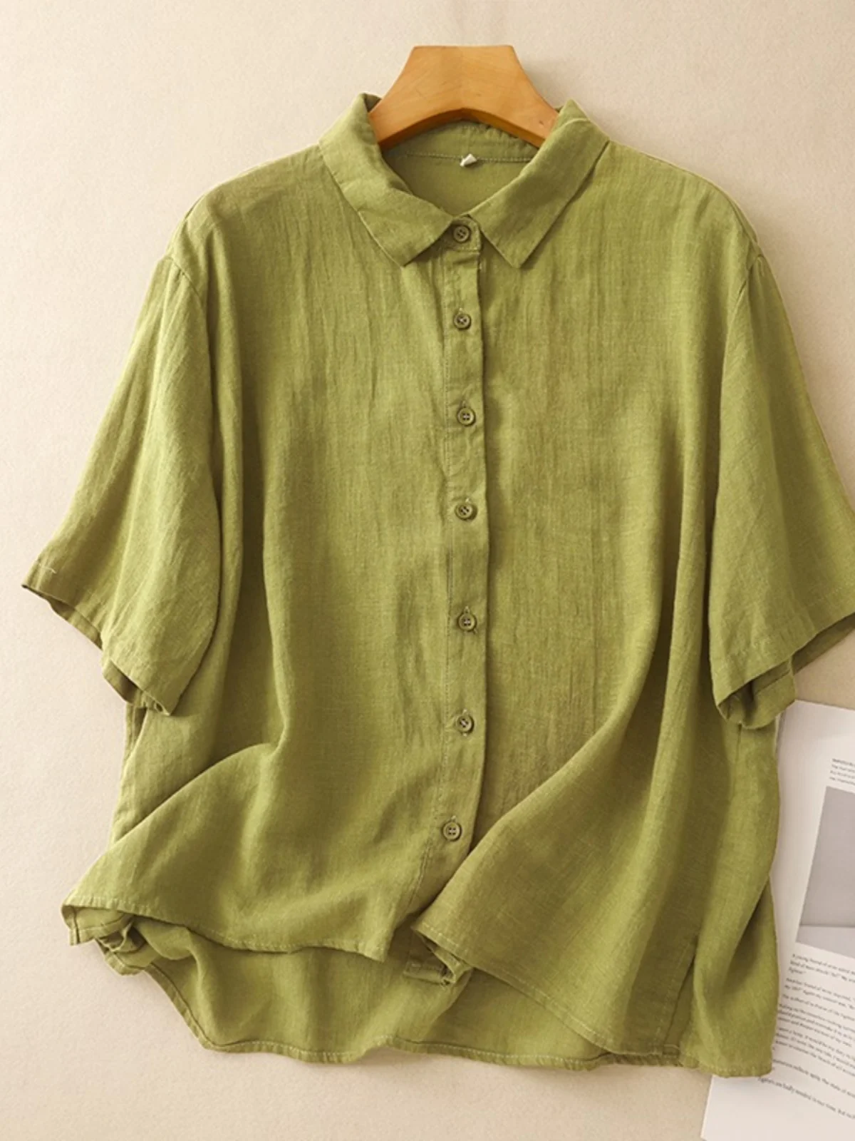 

Женский однотонный хлопковый льняной воротник в стиле ретро, свободный крой, летний универсальный повседневный воротник для поездок на работу, простой дизайн